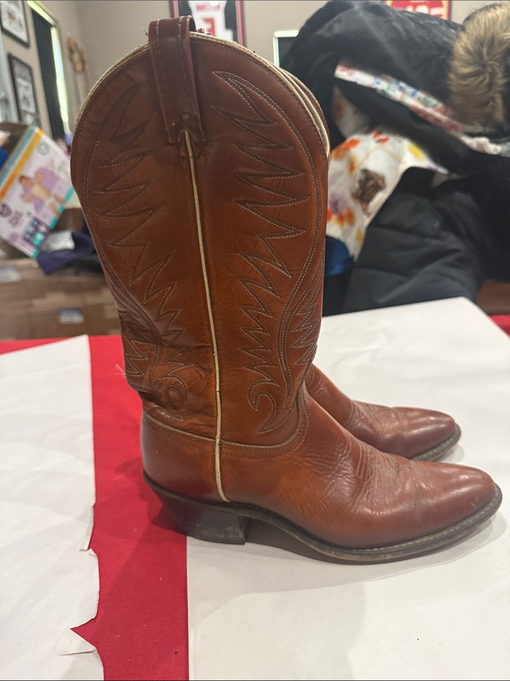 ACME brown Leather Western Heeled Boots